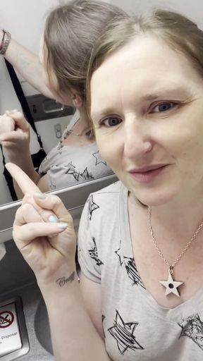 After a Massive Piss on a Plane Which Goes All Over My Butt N Thigh, I Get My Boobs N Bush Out to Freshen up N Clean My Teeth
