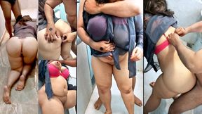 Bathroom bondage: Stepbrother's wife gets big booty fucked hard
