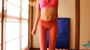 Busty Blonde's Sweaty Workout: Huge Cameltoe & Bouncing Tits!