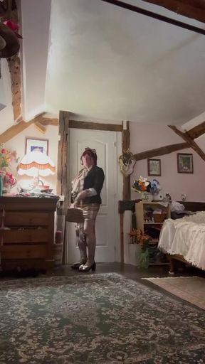 Dressed in a short little gold skirt for a night out