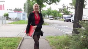 German Blonde Office Lady Daynia wants to fuck outside