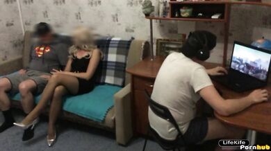 RUSSIAN CUCKOLD.I WAS FUCKED BY HIS FRIEND WHILE HE WAS PLAYING COMPUTER GAMES