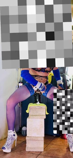 Horny Shemale with Big Silicone Tits Gets Fucked in the Ass Outside