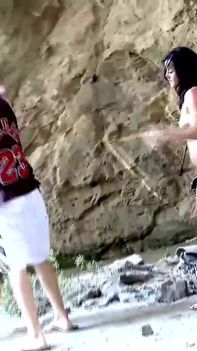 Big ass Latina loves showing off her booty to her new boyfriend on the beach   Clip 1