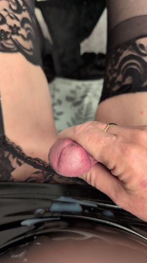 Just me cumming over my pvc skirt.