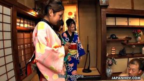 Four Asian babes getting rammed