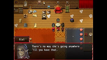 Busty MILF's giant tits block hero in anime RPG game