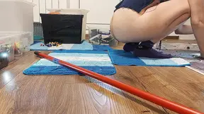 Sexy wife &mdash;  hairy pussy &mdash;  big ass &mdash;  vacuum cleaner in empty house
