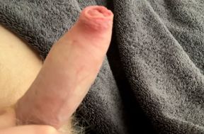 Small phimosis dick squirts off - with slow motion