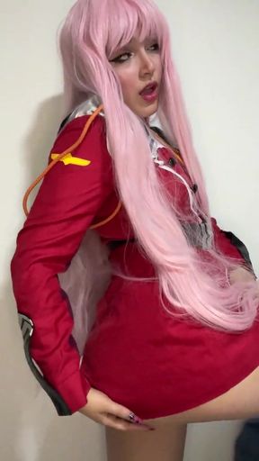 Cosplaying anime lass dons her school uni for a pro solo session