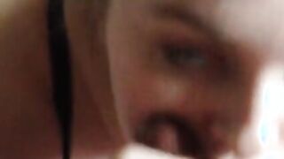 Sorority Cutie milks out thick cum all over her super face