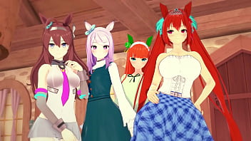 Uma Musume Pretty Derby Harem - Reverse gangbang with 4 girls