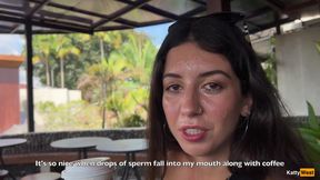 Crazy Cumwalk in Starbucks - Blowjob in Public Toilet, Drinking Coffee with Sperm