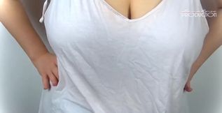 Bouncing boobs in bra.