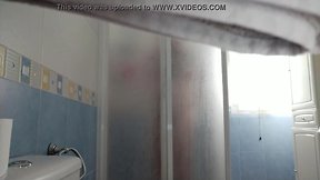 Spy haired with boner in shower