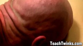 Twink student Nick Simpson bends over for gay teachers cock