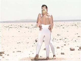 Amazing golden-haired lady in white gets weenie in her taut butthole