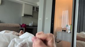 my step sister came out of the shower and saw my cock