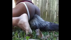 Sissy Furry Boy Fox Tail Twerks Outside
