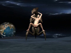 3D babe fucked on the moon by an alien monster