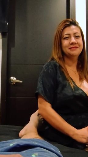 Curvy Latina MILF Best Friend, Porn Actress Cabalgada and Cum in Mouth, POV Real Homemade