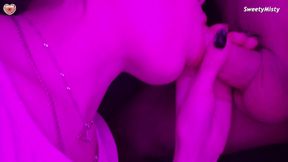 Hottie passionate sucks big dick to cum in mouth closeup