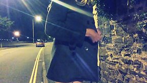 Sexy Mature She-Male Flashing at the Roadside