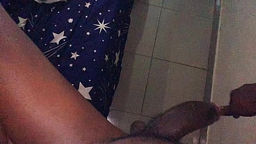 POV rubbing wanking my huge big black cock