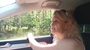 Old Sexy Hitchhiker Whore From Street Fucked in Forest with and Then Without a Condom