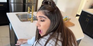 Stepdad is going to fuck her in the kitchen in POV
