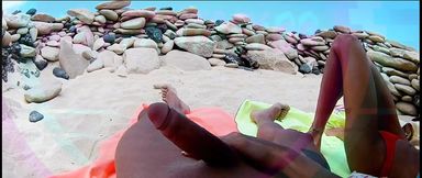 POV wife masturbation in the beach