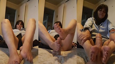 caressing my favorite toy with my feet