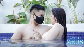 Quivering Japanese temptress Kycee gets ravished in a sultry poolside romp, her wetness dripping like champagne.