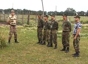 Military hunks banging outdoors