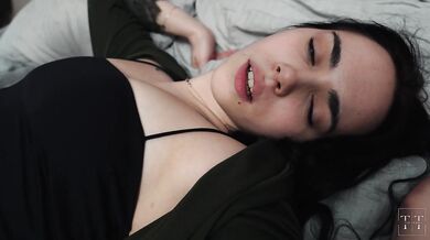 Her tight throat takes all of his heavy dick so smooth