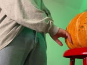 Harry fucked a Halloween pumpkin with a big dick