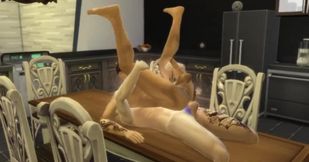 Rough sex on dining table fucked hard in puppy style