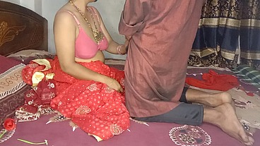 Newest threesome Desi My Husband Father First Night Fucked Doggystyle Best Newly Married Wife With Husband Father Night Blowjob and Hardcore