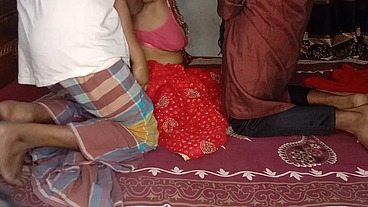 Newest threesome Desi My Husband Father First Night Fucked Doggystyle Best Newly Married Wife With Husband Father Night Blowjob and Hardcore