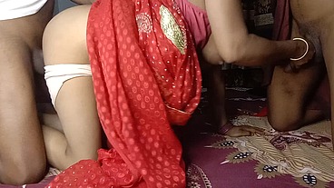 Newest threesome Desi My Husband Father First Night Fucked Doggystyle Best Newly Married Wife With Husband Father Night Blowjob and Hardcore