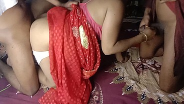 Newest threesome Desi My Husband Father First Night Fucked Doggystyle Best Newly Married Wife With Husband Father Night Blowjob and Hardcore