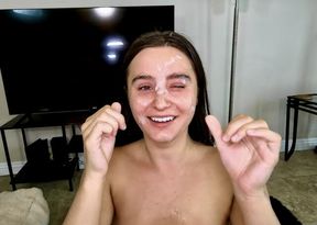 4'11 Kat Perfect Gets Face Painted In Cum