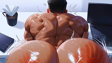Big ass bodybuilder friends like to give ass in the office! Anime Hentai
