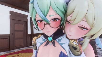 3d A Night in Mondstadt - Happy Accident  sucrose and lumine (genshin impact)