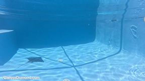 Scuba, oval mask, and masturbation in black pantyhose