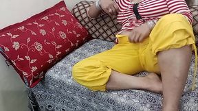 Desi Punjabi Indian girlfriend wearing hijab talks dirty during call and fucks anal dildo