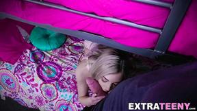 ”Petite 18yo Allie Nicole eats cum after huge dick riding”