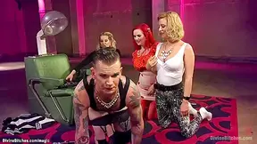 Tattooed Feminized Man Anal Gangbang