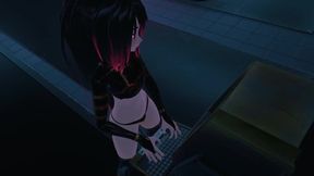 Femboy holo-doll gets wrecked in VRChat gangbang