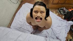 Face slapped with spit, pee, and cum; humiliated thoroughly